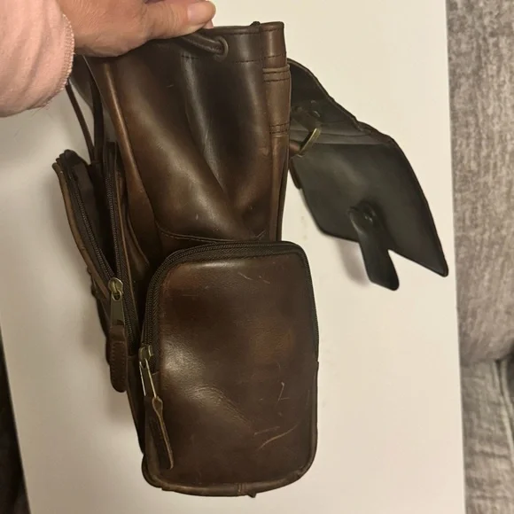 VTG Dark Brown Men's Leather Backpack